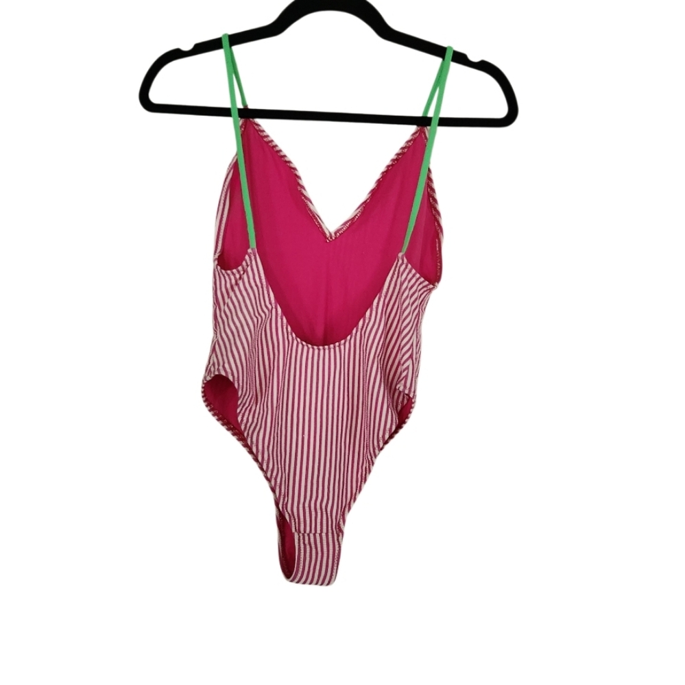 Zara PINK & WHITE STRIPED ONE PIECE SWIMSUIT SZ SMALL NWT - Picture 4 of 4